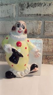 VINTAGE CLOWN PLANTER Retro Circus Clowns TOP HAT 6202 MADE IN JAPAN 