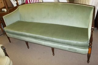 Vintage Mahogany ~ Federal Sheraton INLAID Sofa SCROLLED ARMS 
