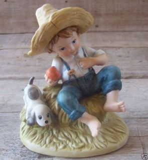 lefton china hand painted 02722 figurine boy his dog expedited