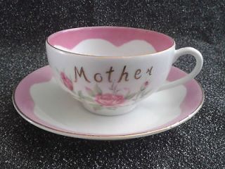 Lefton China Handpainted Mothers Day Coffee Tea Cup & Saucer Set Giant 