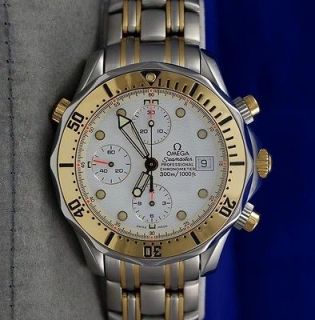 Mens Omega Seamaster 18K GOLD & SS AUTOMATIC CHRONOGRAPH watch 