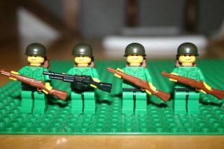 Custom Lego WWII World War 2 Squad Charlie Team US Army Builder 
