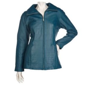 Bradley Bayou NEW Lamb Leather Jacket with Stitch Detail   Peacock 