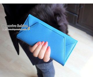 New Womens Envelope Clutch wallet Extra Thin Light Colorful Purse Faux 