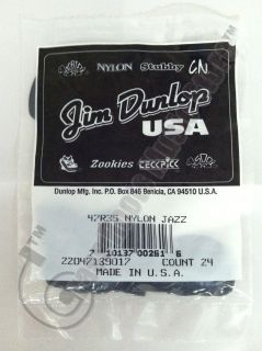 24 Bulk Dunlop Nylon JAZZ III Stiffo GUITAR PICKS 47R3S Black Point 