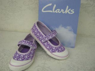 Clarks Girls Pretty Bar Fst & Inf Purple Canvas Velcro Doodles