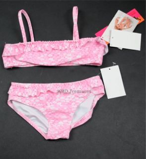 NWT Girls Kate Mack Pink Ruffles Bikini Swim Bathing Suit 4T