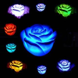 Romantic 7 Color Changing LED Rose Flower Candle Decoration Lights 
