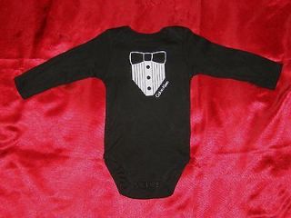 New Calvin Klein Infant Baby Boys Black Tuxedo One Piece Bodysuits 0 
