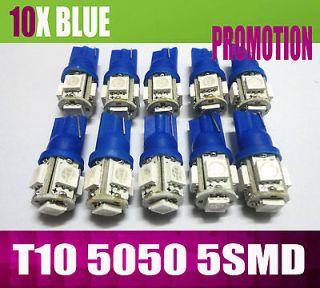 10X Blue 5 SMD LED T10 Car License Plate Lamp Bulbs 2450 901 906 916 # 