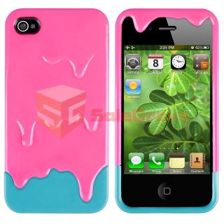 Hot Sell 3D Melt ice Cream Light Pink/Blue Hard Cover Case for iPhone 