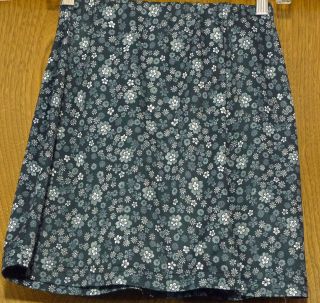 AQUA BLUES Black Gray Floral Stretch Knit Skirt Swim Cover Up Size 