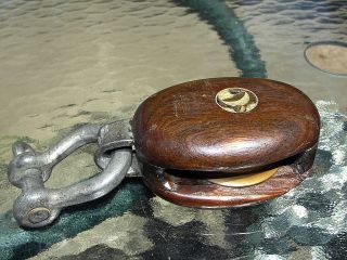 old wood brass crescent moon boat ship pulley time left