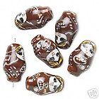 big brown porcelain russian nesting girl doll beads time
