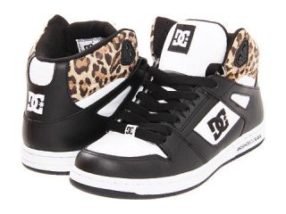 DC REBOUND Hi LE   Womens Skate Shoes (NEW) Black / White ANIMAL PRINT 