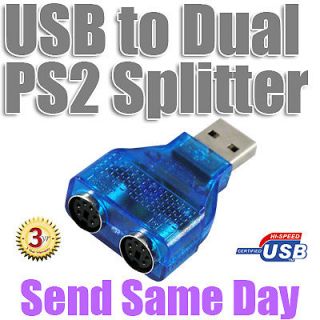   Twin PS2 Keyboard Mouse Y Splitter Connector Adapter For PC Window 7