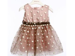 monnalisa bebe girl pink polka dot tulle dress 12m a4