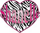 Hot Pink Zebra Heart Custom Name Removable Wall Sticker Vinyl Decal 