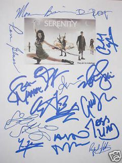 Serenity Signed Script X15 Nathan Fillion Firefly Summer Glau Torres 