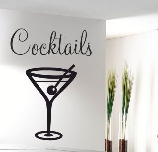   GLASS Wall sticker quote   cocktails, kitchen, bar, drink [WQ36