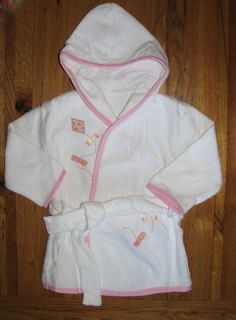   100% Cotton Hooded Bathrobe Dressing Gown 6 12m12 24m2 3yrs Pink Kite