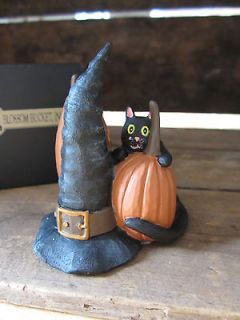 blossom bucket witch hat w kitten pumpkin by diane knott