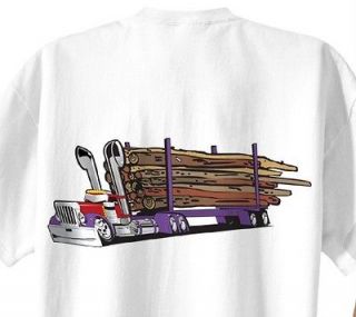 Peterbilt Logging Truck Cartoon T shirt #1038 semi timber log hauler