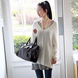 Lady V Neck Batwing Knitted Top Jumper Sweater Bat Wing Pullover Coat 