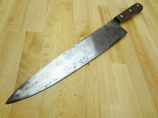   45A12H CHEFS BUTCHERS ROSEWOOD VTG ANTIQUE OLD RARE KNIFE USA MADE