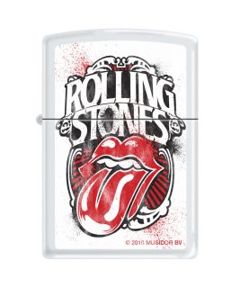 Zippo Rolling Stones Logo White Matte Lighter, Low Ship, 3650