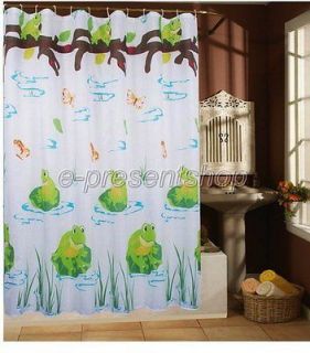 Lovely Beautiful Frog Butterfly Picture Bathroom Fabric Shower Curtain 