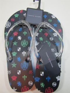 NWT Womens TOMMY HILFIGER Flip Flops CLARRISA Clear with Navy Blue 