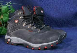 Very Nice Rugged Black Leather SWISS GEAR Hiking Boots Sz 8