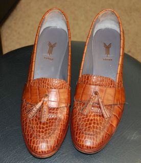 Yanko Ostrich Leather Women Brown Pump Shoes w/tassle SIZE 9.5 US  7 