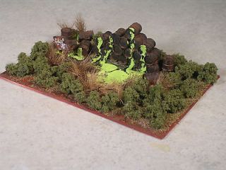 HO Scale Diorama, Stacked up 55 gallon drums leaking green slime.