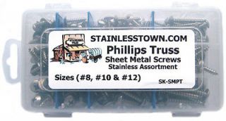 Stainless Steel Phillips Truss Sheet Metal Screw Assortment Kit (Sizes 