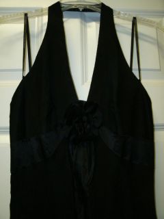 LAUNDRY By Shelli Segal Black 100% Pure Silk Long Halter Cocktail 