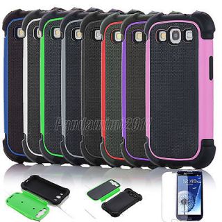 Hybrid Rugged Rubber Hard Case Cover For Samsung Galaxy S3 III+Screen 