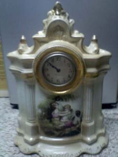 antique gilbert porcelain angel clock winding clock 