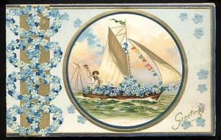 Raphael Tuck   Greeting Card   Sweetheart   Victorian Blue boy in 
