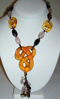 Authentic $2895 LALIQUE Serpent Pierres Fines Quartz Crystal Necklace 