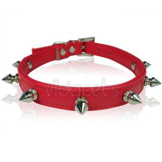 11 Red Spiked Leather Dog Collar Small Spikes XS Fashion Collar