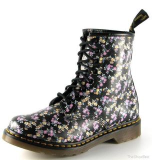 new dr martens black pink flower 1460 boots uk 4