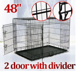 NEW 482 Doors Large Folding Dog Pet Crate Cage Kennel with Divider 