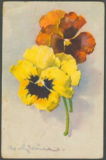 art catherine klein vintage postcard pansies from argentina time left