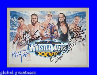 WWE SIGNED UNDERTAKER+HHH​+JOHN CENA+ORTON+MIZ PROMO PICTURE (triple 