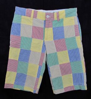 RARE Polo Ralph Lauren Sport Seersucker Madras Plaid Patchwork Shorts 