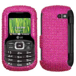 LG Octane VN530 Crystal Hard Case Snap On Cover Hot Pink Bling