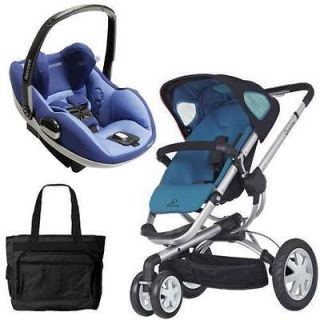 Quinny Buzz 3/Prezi Travel System in Blue Scratch with Diaper Bag