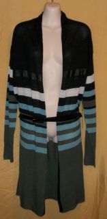 bcbg max azria black eucalyp sweater coat top belt $ 160